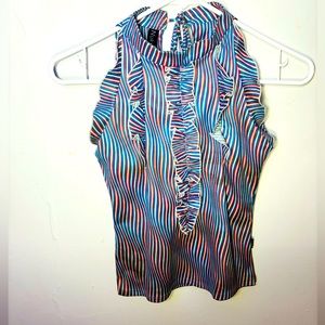 Trippy tuxedo ruffle rave party shirt
